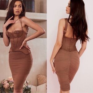 House of CB Elegant Brown Corset Dress